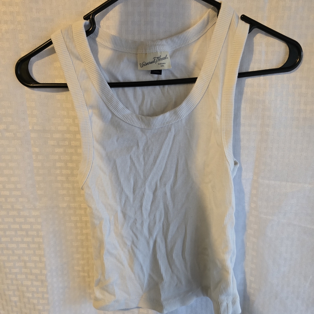 Banana Republic White Fitted Crop Tank Top
